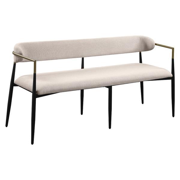 Jaramillo 62" Bench - White Fabric - Black Finish Frame 