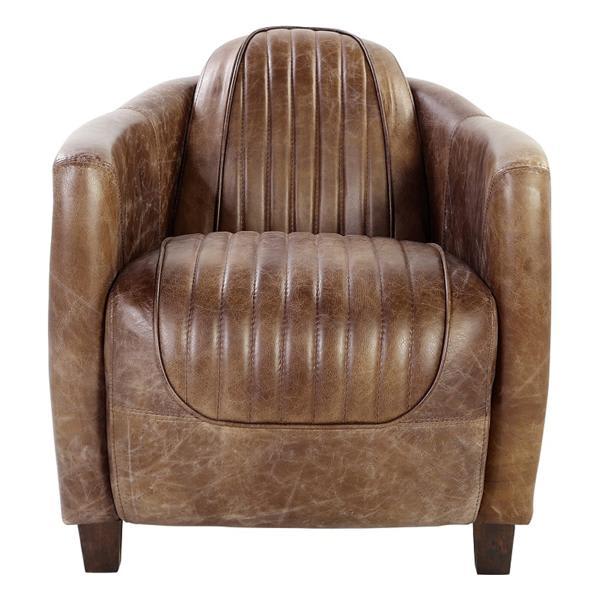 Brancaster Chair - Retro Brown Top Grain Leather and Aluminum 