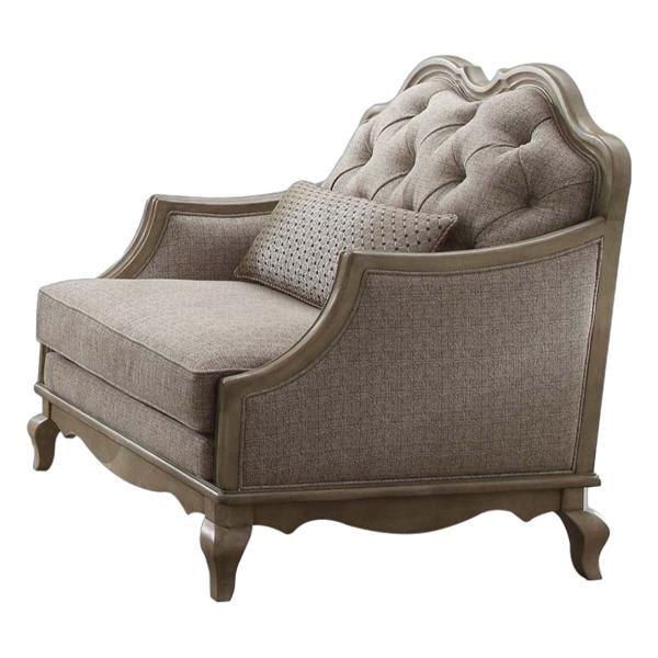 Chelmsford Chair W - Pillow - Beige Fabric and Antique Taupe Finish 