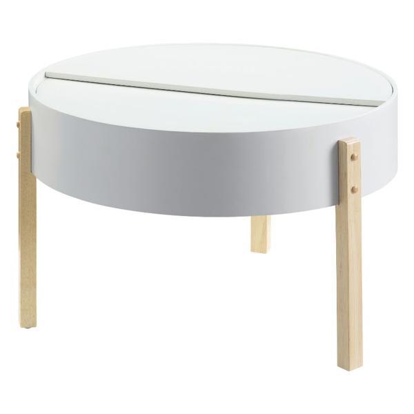 Bodfish Coffee Table with Hidden Storage - White and Natural Finish Top - Black Finish Legs 
