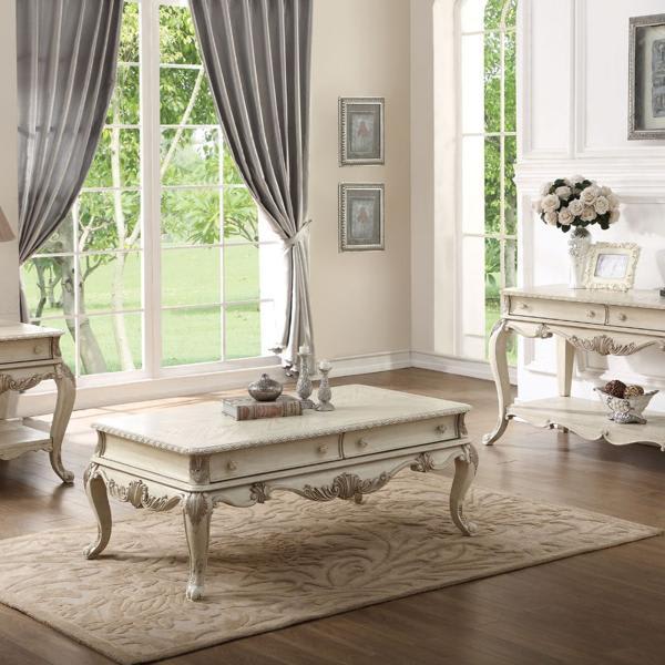 Ragenardus Coffee Table with Storage Drawer - Antique White Finish 