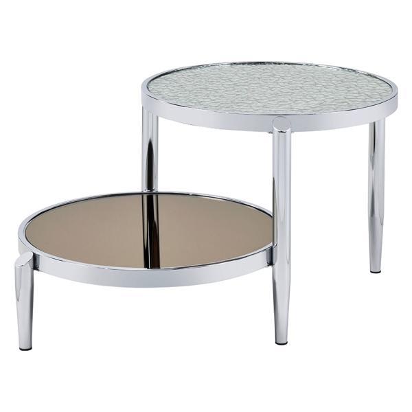 Abbe Coffee Table with Glass Top and Chrome Finish Frame 
