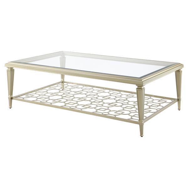 Zaba - Glass Top and Silver Finish - Rectangular Coffee Table 