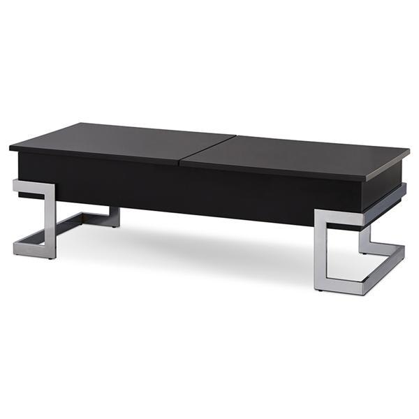 Calnan Coffee Table with Lift Top - Black High Gloss Top and Chrome Finish Legs 