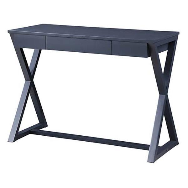 Nalo Console Table with Rectangular Table Top and X - Shape Wooden Base - Charcoal Finish 