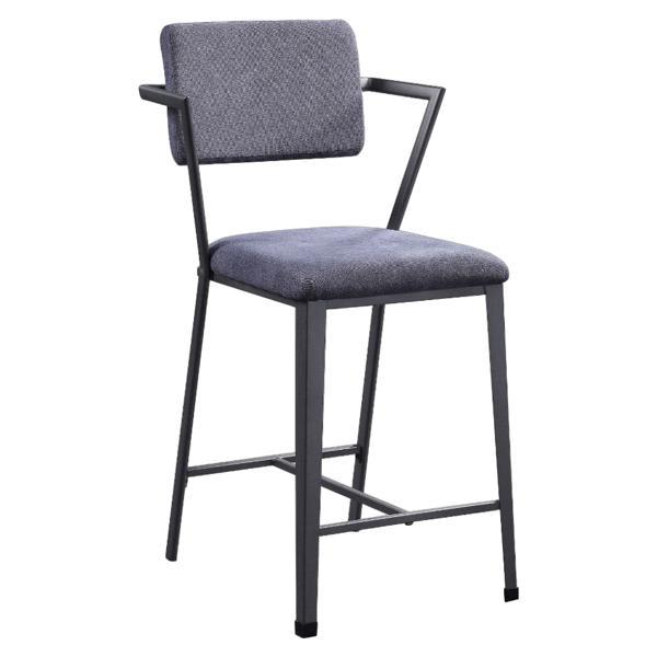 Cargo Counter Height Chair  - Gray Fabric and Gunmetal Finish - Set of 2 