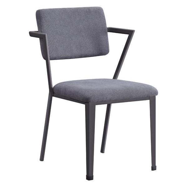 Cargo Dining Chair  - Gray Fabric and Gunmetal Finish - Set of 2 