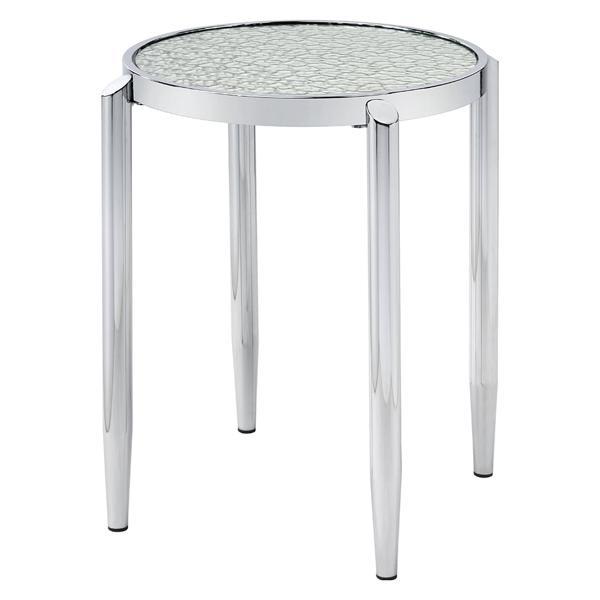 Abbe End Table with Glass Top and Chrome Finish Frame 