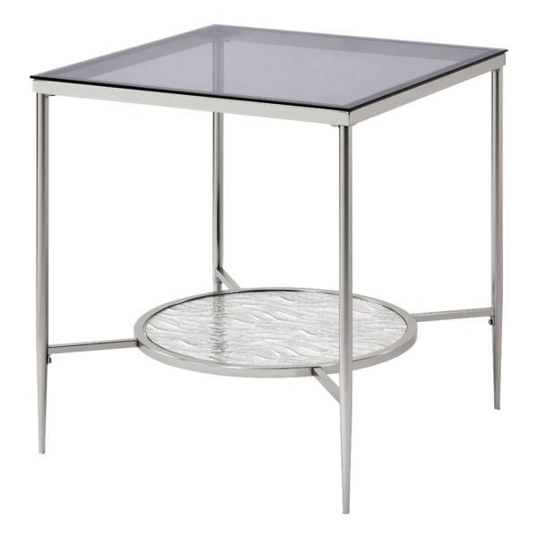 Adelrik End Table with Tempered Glass Top and Chrome Finish Metal Frame - Glass and Chrome 