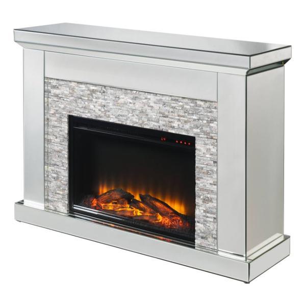 Laksha Fireplace - Mirrored and Stone 