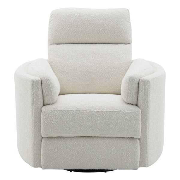 Sagen Glider Recliner with Swivel - Beige Boucle Fabric 