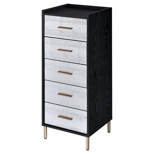 Myles Jewelry Armoire - Black - Silver and Gold Finish 