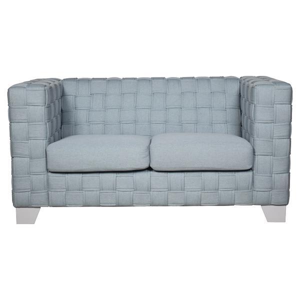 Saree Loveseat - Light Teal Chenille and White Finish 