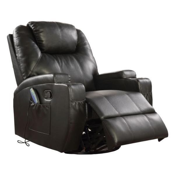 Waterlily Motion Rocker Recliner W - Swivel - Black Synthetic Leather 