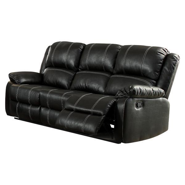 Zuriel 81" Motion Sofa - Black Synthetic Leather 