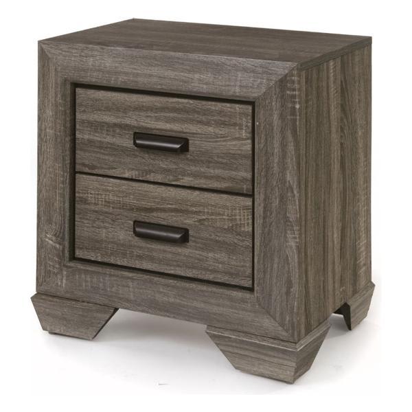 Lyndon Nightstand with 2 Drawers - Weathered Gray Grain Finish 
