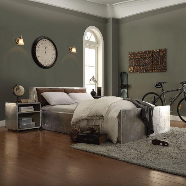 Brancaster Nightstand with USB - Aluminum 