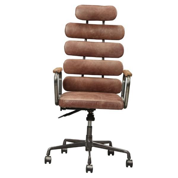 Calan Office Chair - Vintage Whiskey Top Grain Leather - 5 - Star Metal Base 
