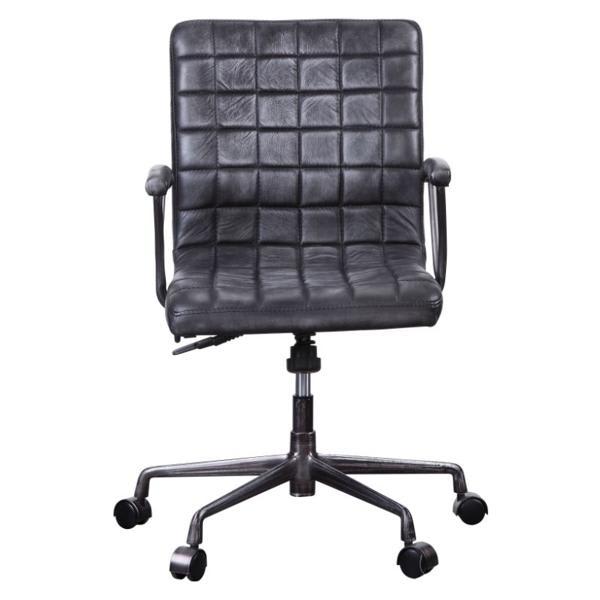 Barack Office Chair - Vintage Black Top Grain Leather and Aluminum 