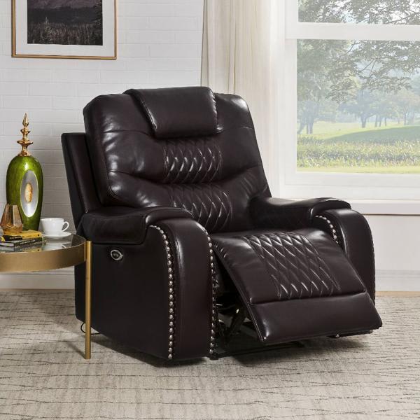 Braylon Power Motion Recliner - Brown Synthetic Leather 