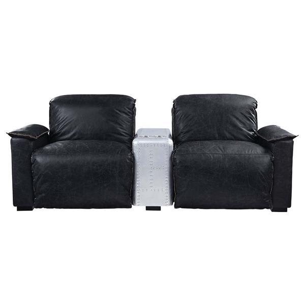Misezon Power Motion Recliner - Black Top Grain Leather and Aluminum 