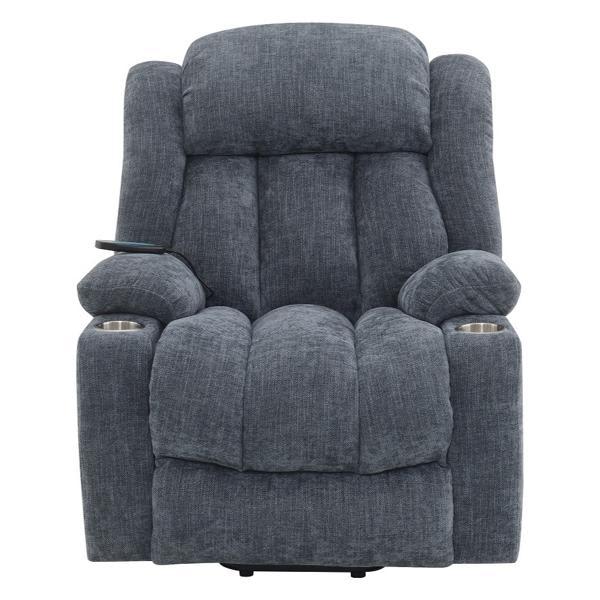 Omarion Power Recliner with Lift - Heating - Massage - Blue Chenille 