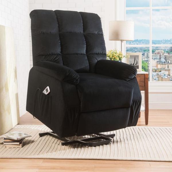 Ipompea Recliner with Power Lift and Massage - Black Velvet 