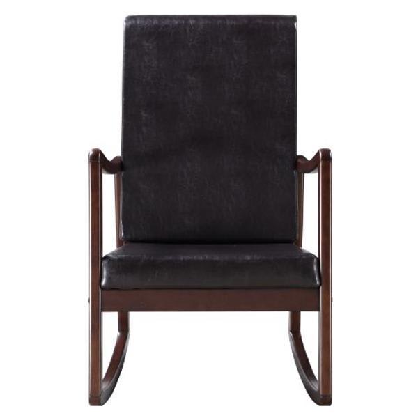 Raina Rocking Chair - Dark Brown Synthetic Leather and Espresso Finish Frame 