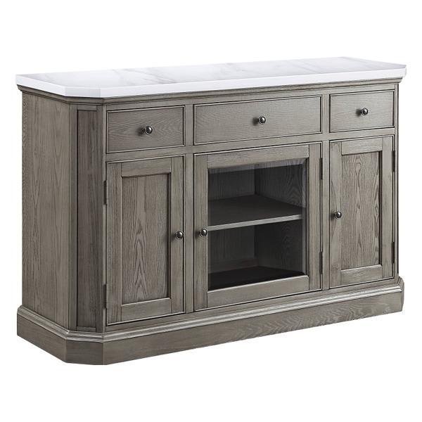 Zumala Server with Marble Top and Weathered Oak Finish - White 