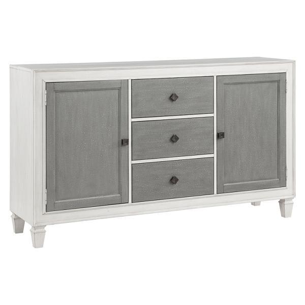 Katia Server with 3 Drawers and 2 Doors - Rustic Gray and Weathered White Finish 