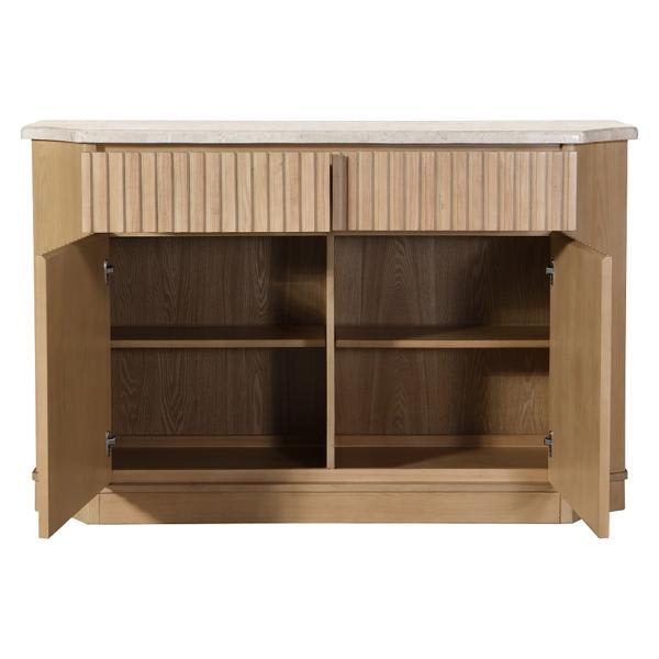Server with Marble Top and Oak Finish Frame 