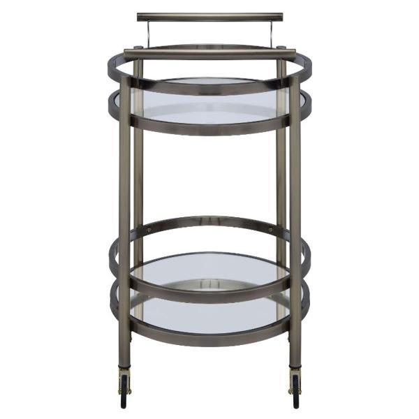 Lakelyn Serving Cart - Clear Glass and Brushed Bronze Finish 