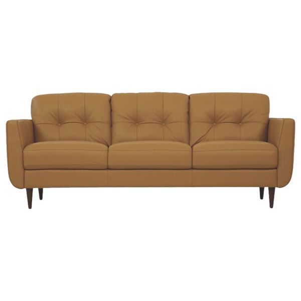 Radwan Sofa - Camel Leather - Wood Leg 