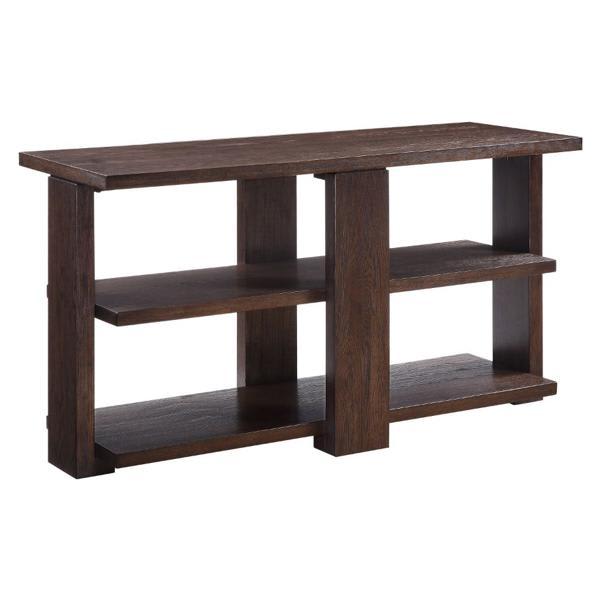 Niamey Sofa Table with 2 Open Compartments - Walnut Finish Top and Legs 