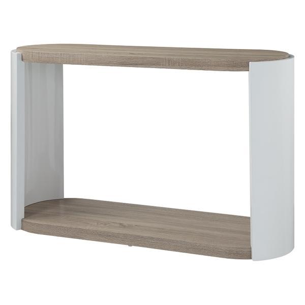 Zoma Sofa Table with 2 - Tone Oak and White High Gloss Finish 