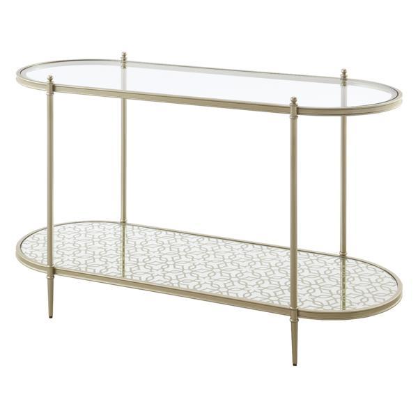 Zaba - Oval Sofa Table - Glass Top - Silver Finish 