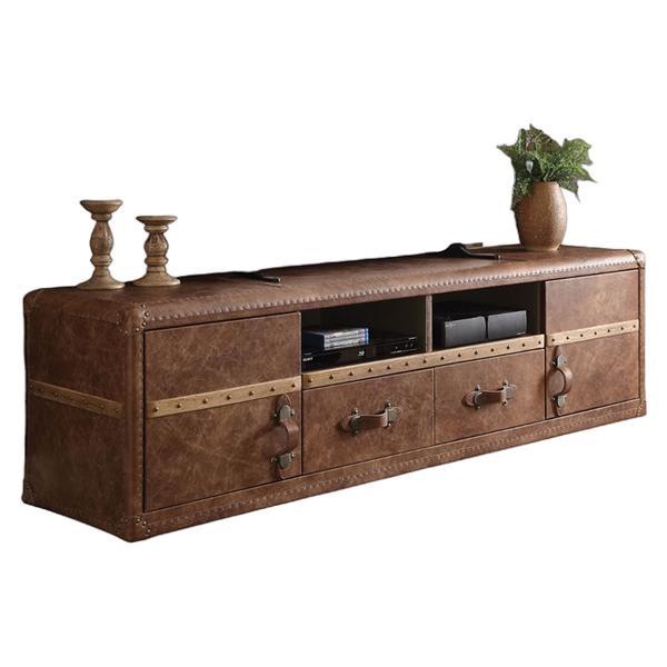 Aberdeen TV Stand - Retro Brown Top Grain Leather 