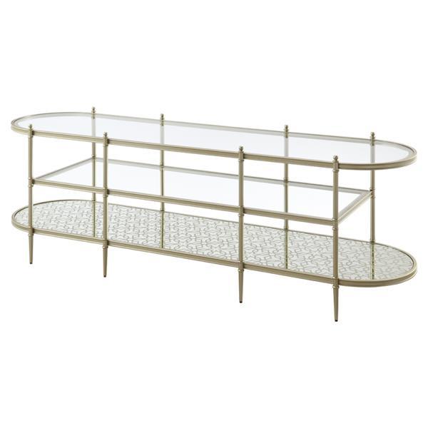 Zaba 71" TV Stand Console for TVs up to - Glass Top and Silver Finish 