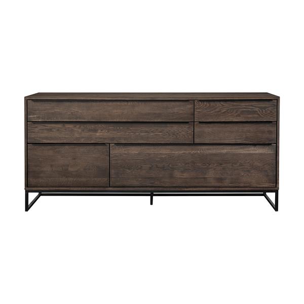 Nevada Rustic Oak Wood Sideboard In Dark Brown 