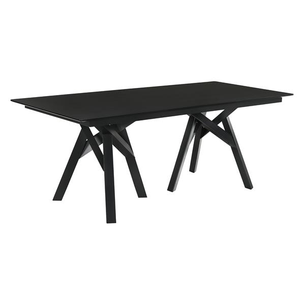 Cortina 79" Mid-Century Modern Black Wood Dining Table with Black Legs 
