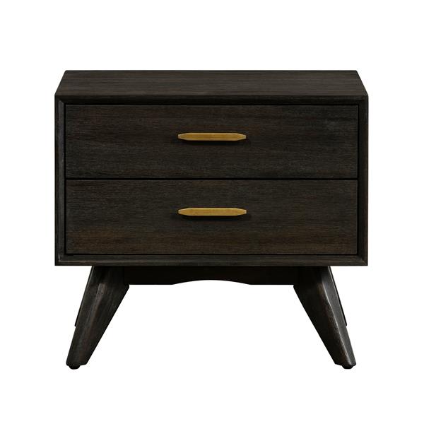 Baly Acacia Mid-Century 2 Drawer Night stand 