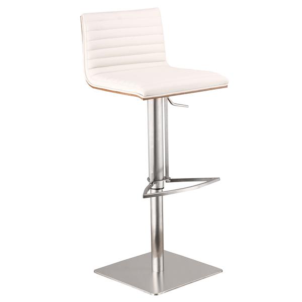 Cafe contemporary adjustable Bar Stool - White 