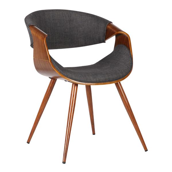Butterfly Mid-Century Dining Chair in Walnut Finish and Charcoal Fabric 