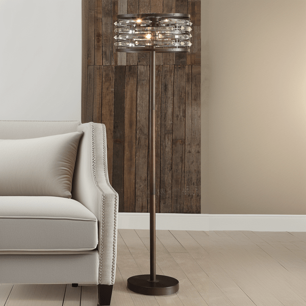Rhapsody 60"H Floor Lamp - Antique Bronze Finish Metal - Crystal Shade 