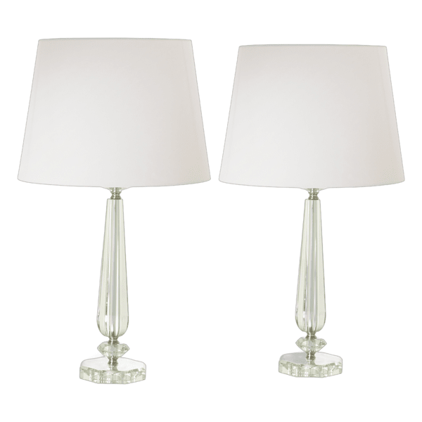 Siora 25"H Table Lamp - Clear Crystal Shade - Metal - Set of 2 