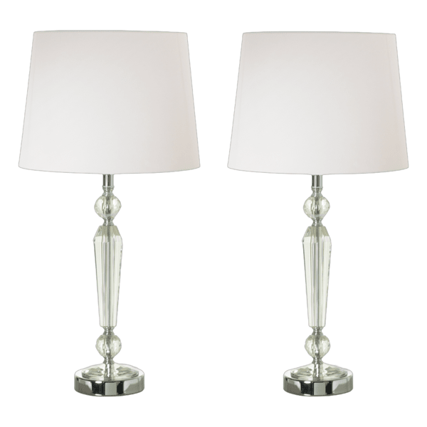 Glaciera 23"H Table Lamp - Clear Crystal - Fabric Shade - Set of 2 