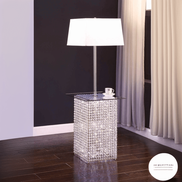 Viatera 59"H Floor Lamp - Silver Metal - Fabric Shade 