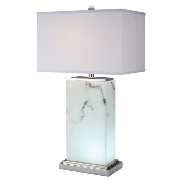 Elarion 29"H Table Lamp - White Marble - Fabric Shade 