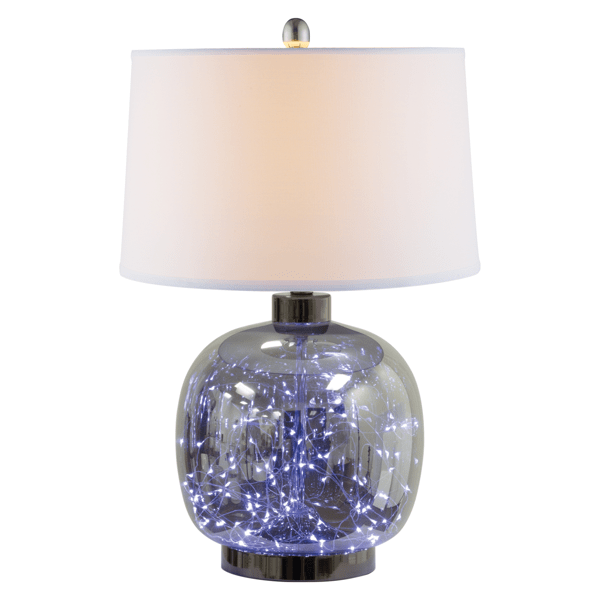 Lumivis 24"H Table Lamp - Sliver Grey Glass - Fabric Shade 