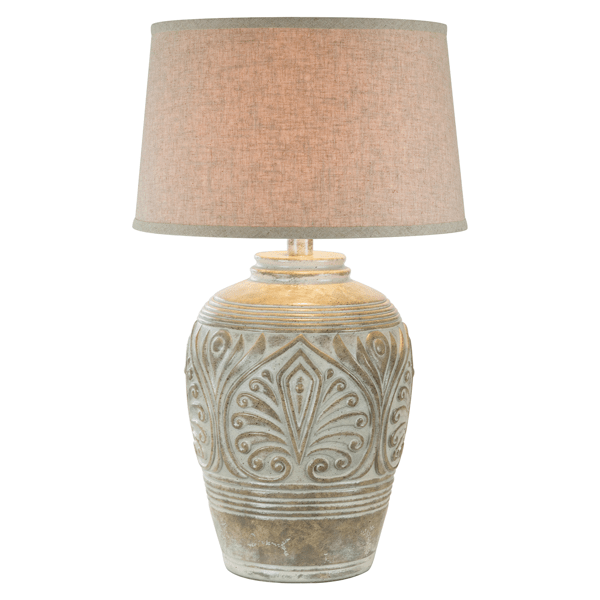 Epicure 27"H Table Lamp - Hydrocal - Alabaster Grey Fabric Shade 